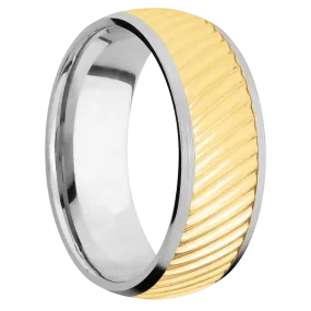 14K White Gold with Satin Finish and 14K Yellow Gold Inlay