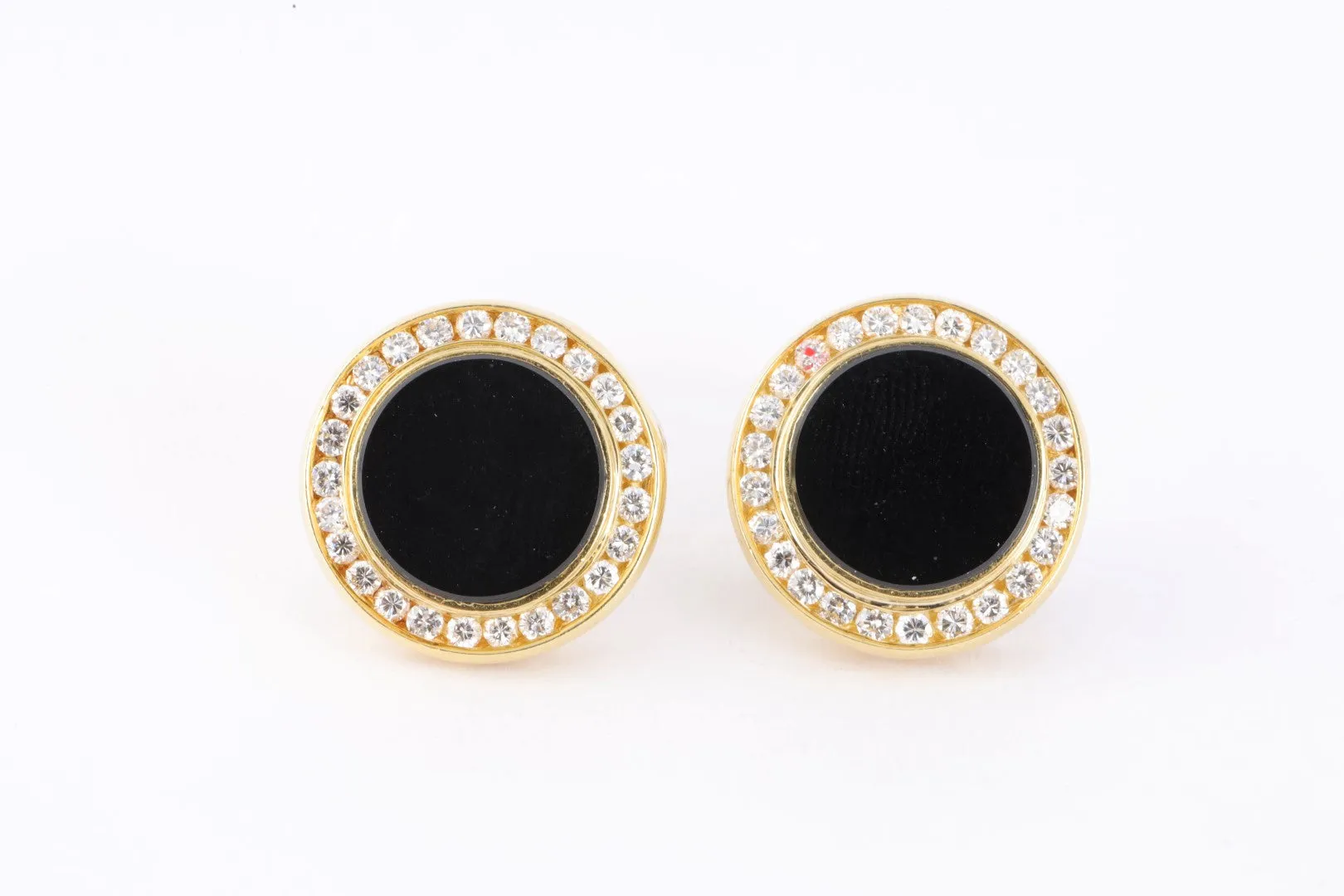 14k Yellow Gold 1.25tcw Diamond Onyx Inlay Earrings (11.90g.)