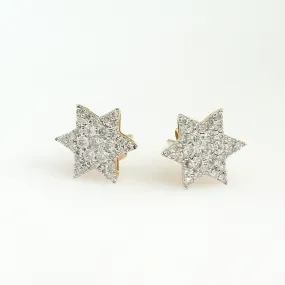 14K Yellow Gold Star Of David Earrings 0.31 Ctw