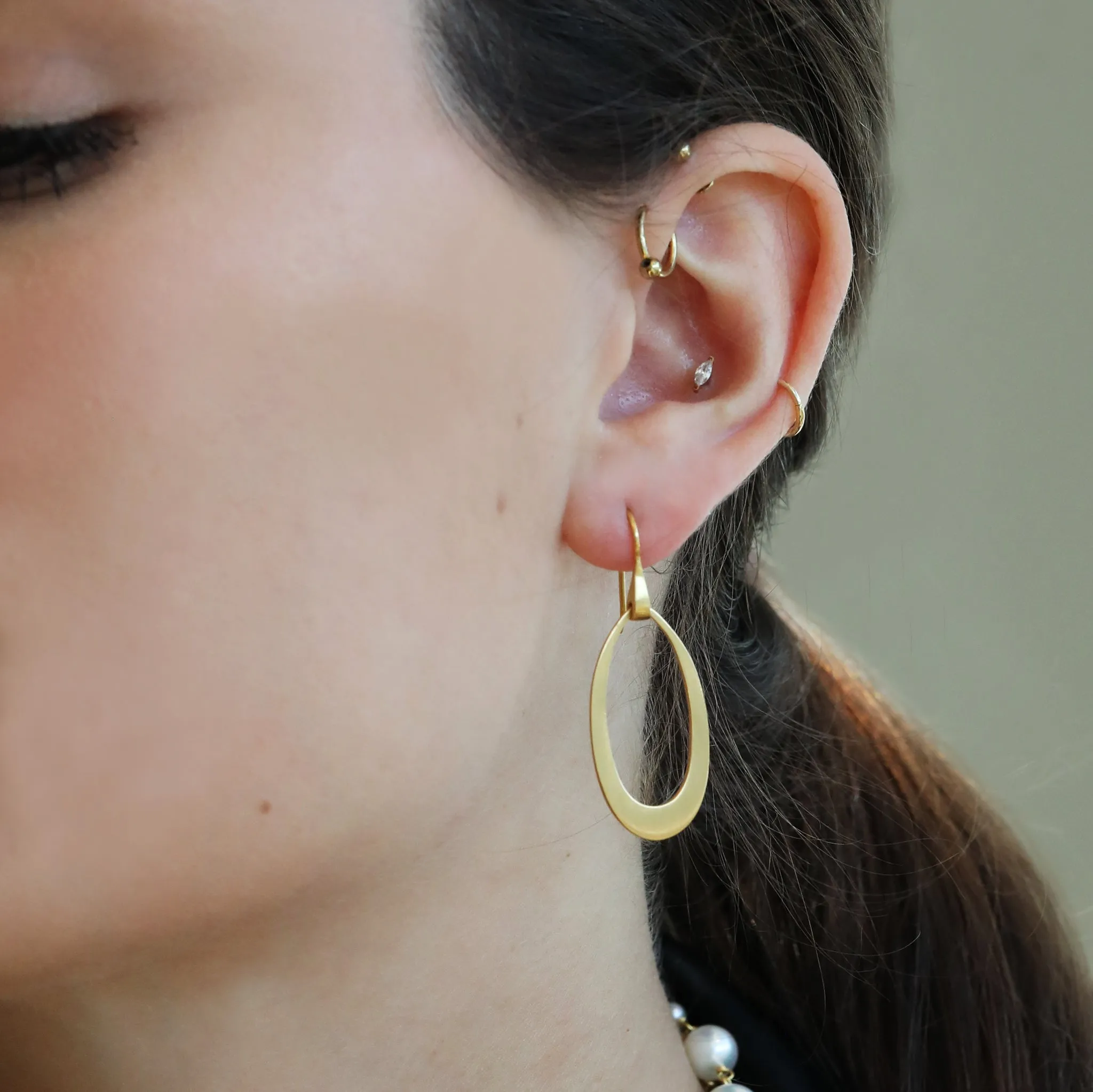 20K Gold Oblong Doorknocker Earrings