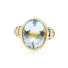 ALEX SEPKUS 18K YELLOW GOLD AQUAMARINE AND DIAMOND RING