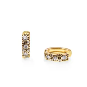 ALEX SEPKUS 18K YELLOW GOLD DANCING SQUARE DIAMOND HOOP EARRINGS