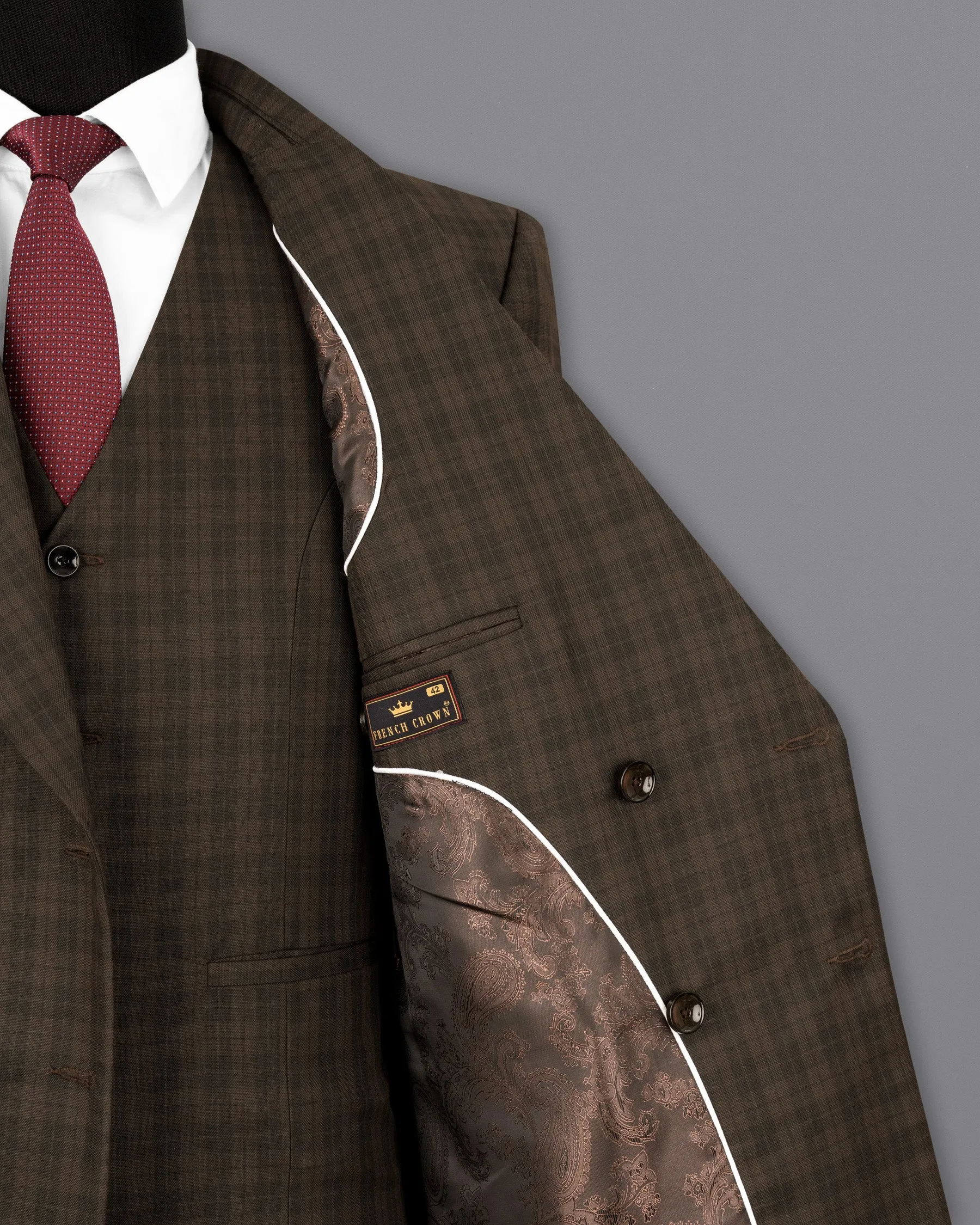 Armadillo Brown Plaid Double-breasted Suit