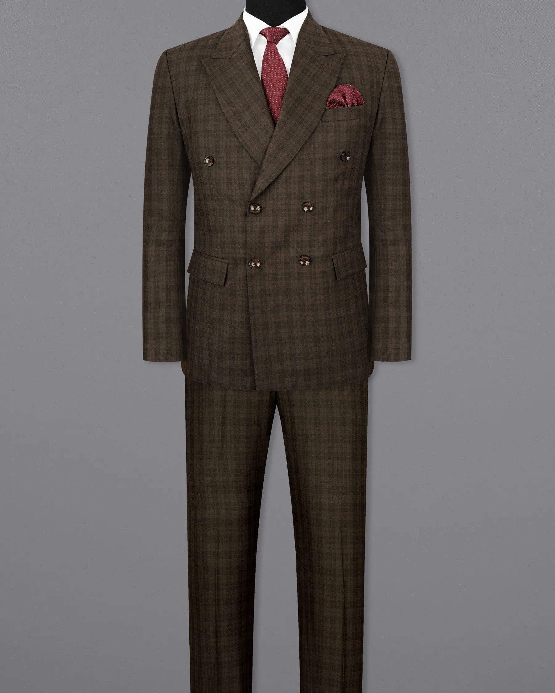 Armadillo Brown Plaid Double-breasted Suit