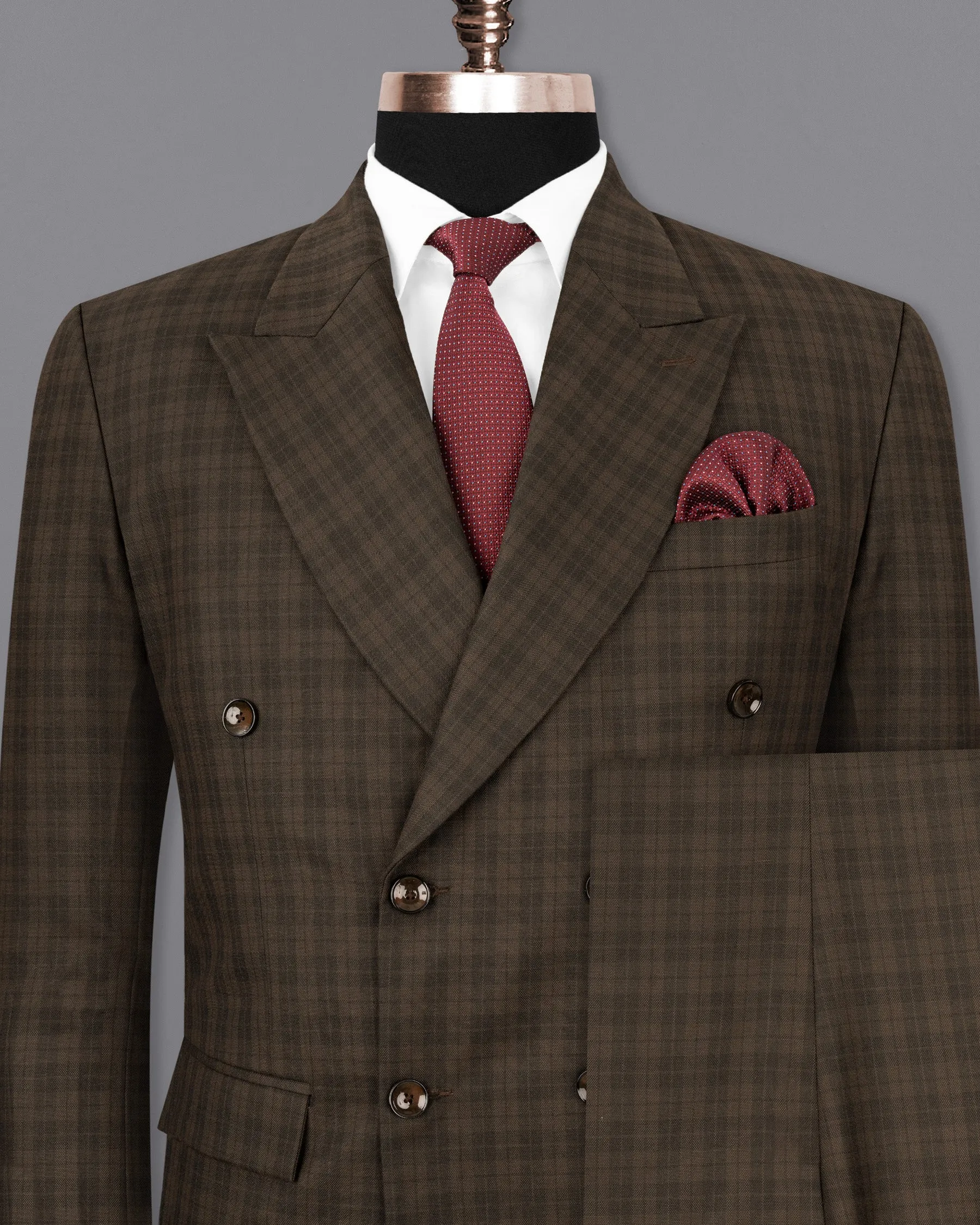 Armadillo Brown Plaid Double-breasted Suit