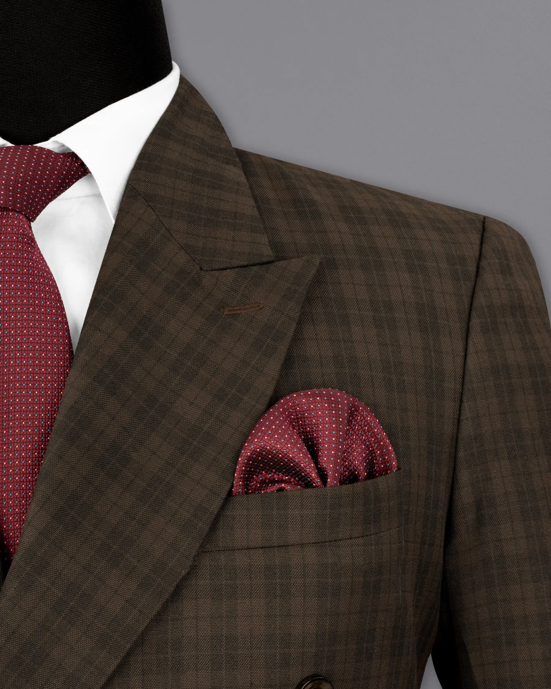 Armadillo Brown Plaid Double-breasted Suit