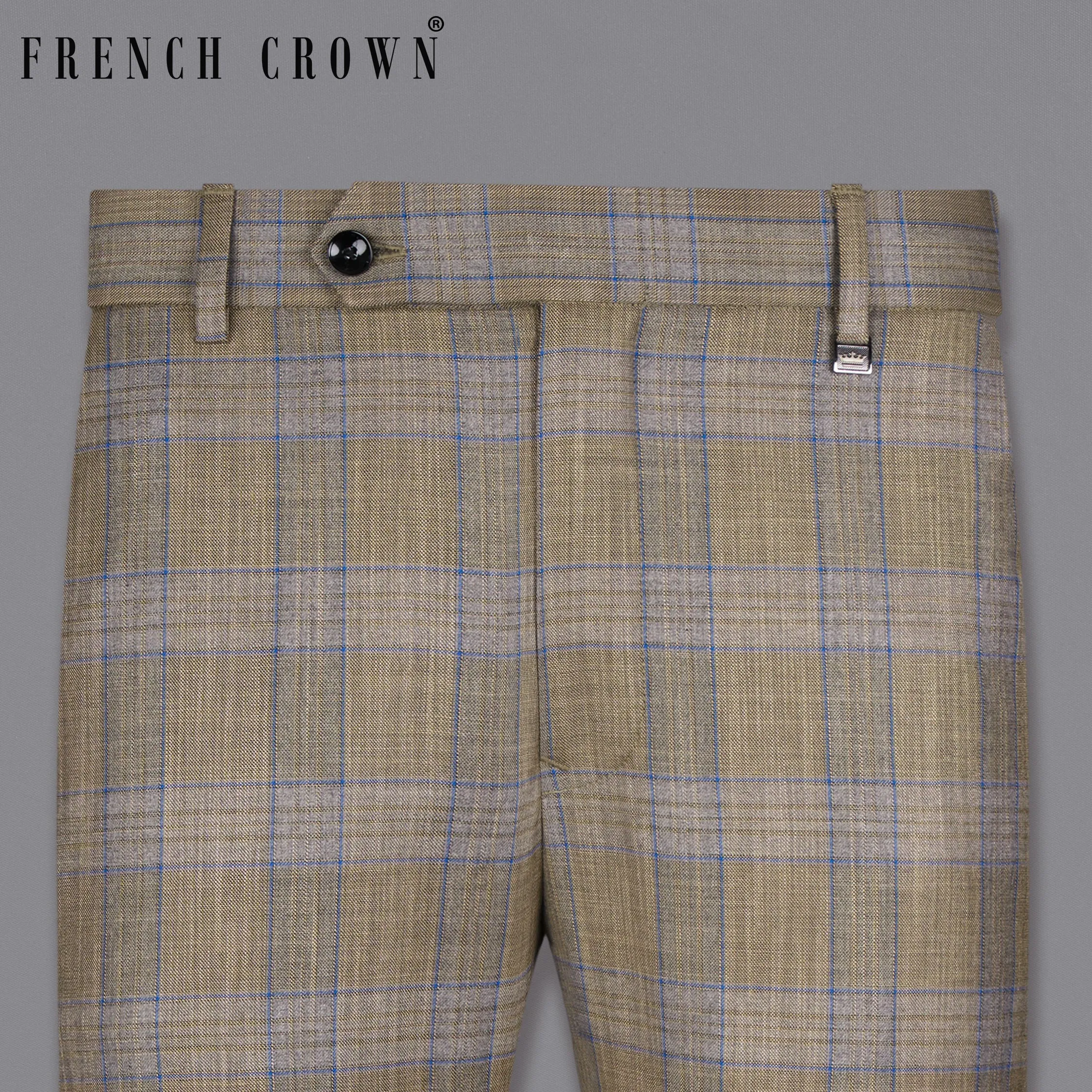 Arrowtown Brown with Azure Blue Plaid Pant