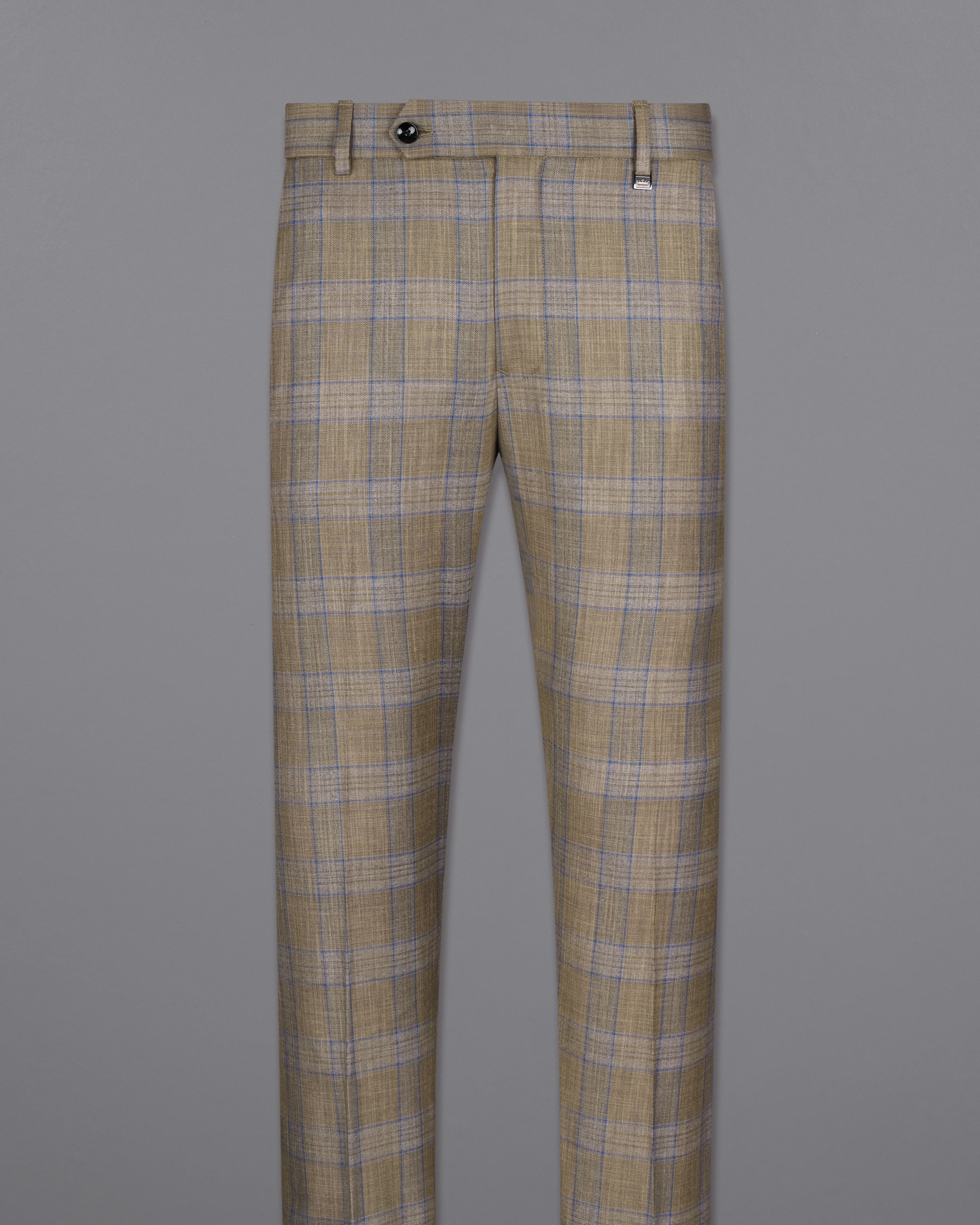 Arrowtown Brown with Azure Blue Plaid Pant