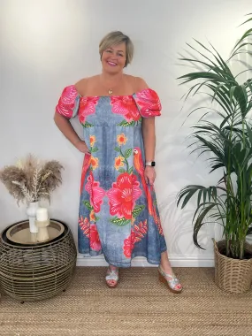 BALI Balloon Sleeve Floral Dress