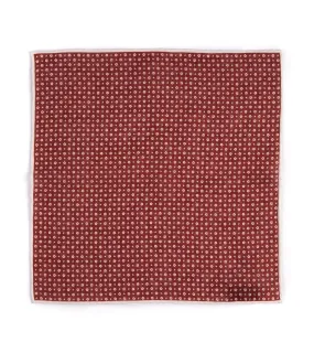 Bigi Handprinted Linen Floral Pocket Square: Burgundy