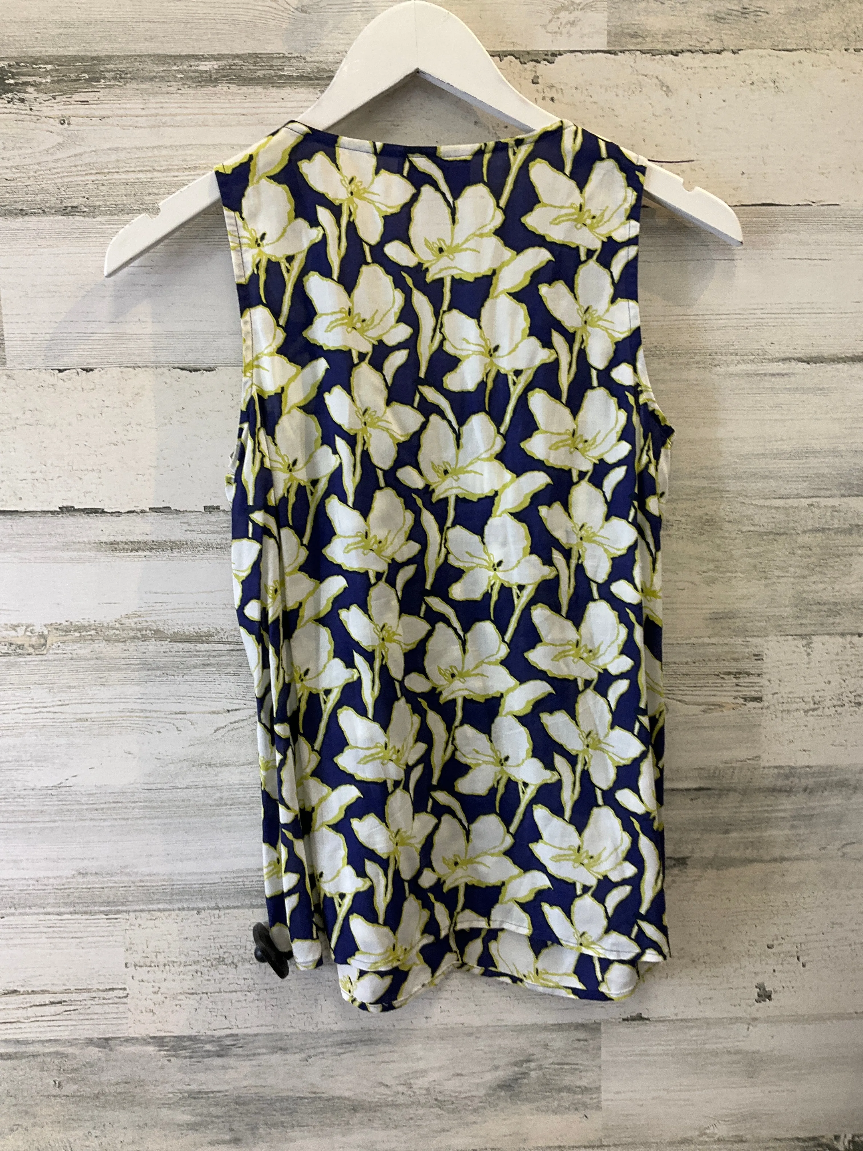 Blue & Yellow Top Sleeveless Loft, Size Xs