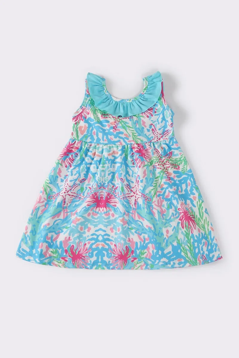 Blue floral ruffle dress