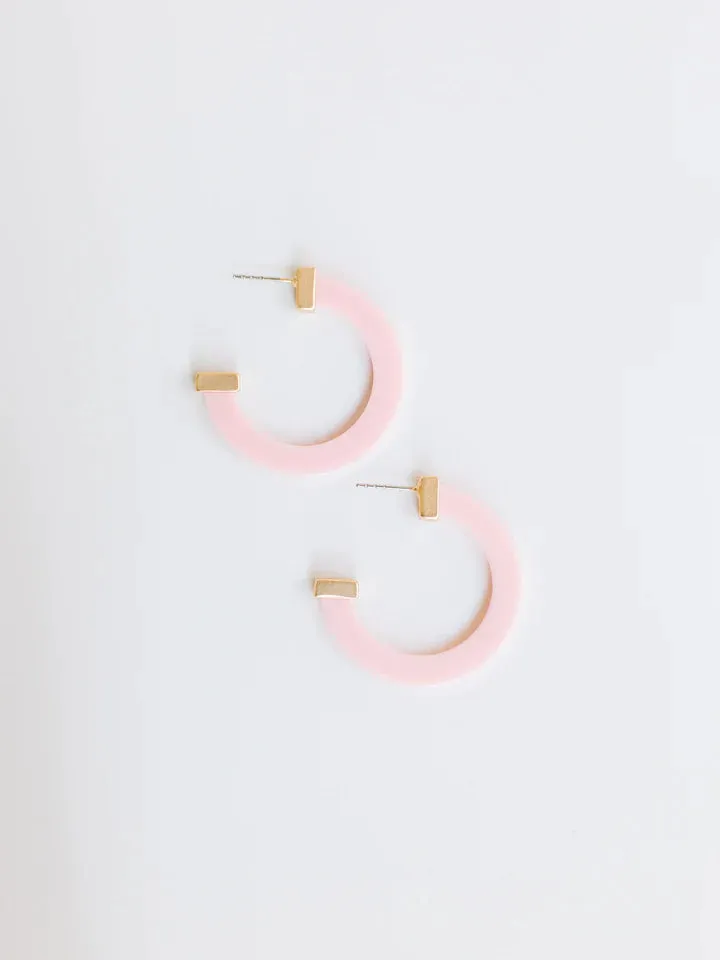 Classic Acrylic Medium Hoops in Blush