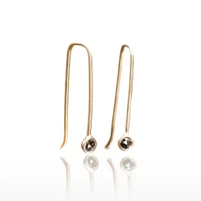 Dark Gray Salt & Pepper Diamond Bezel Set 14k Gold Earrings