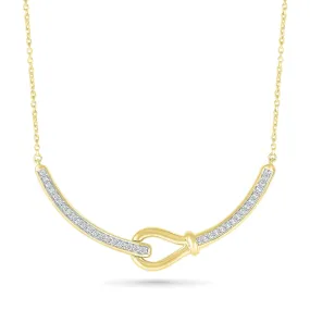 Diamond and Gold Loop Bar Necklace