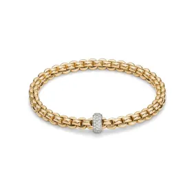 FOPE 18K YELLOW GOLD EKA COLLECTION BRACELET WITH DIAMONDS - SZ MED