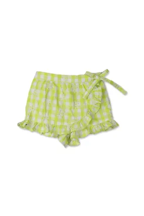 Gingersnaps Floral Gingham Ruffles Skorts