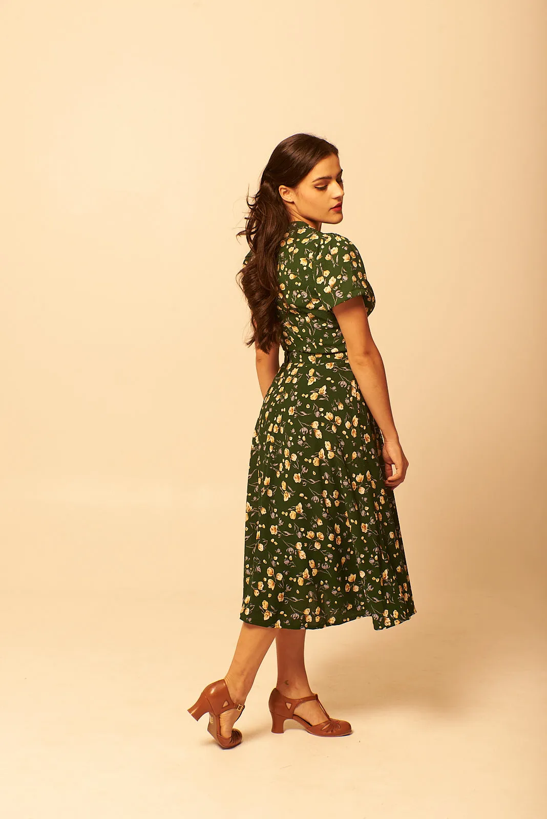 Jenny Green & Cream Floral Dress