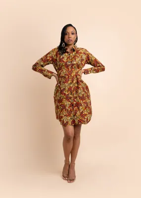 Kajeta African Print Dress (Brown)-Sample