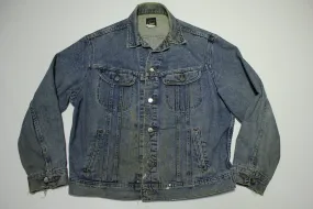 Lee Riveted Vintage 90's Denim Blue Distressed Jean Jacket