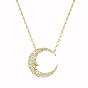 Lionheart -  Moon Charm Necklace with Diamonds, Yellow Gold