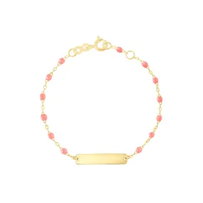 Little Gigi Fuchsia bracelet, Rectangle plaque, Yellow Gold, 5.1"