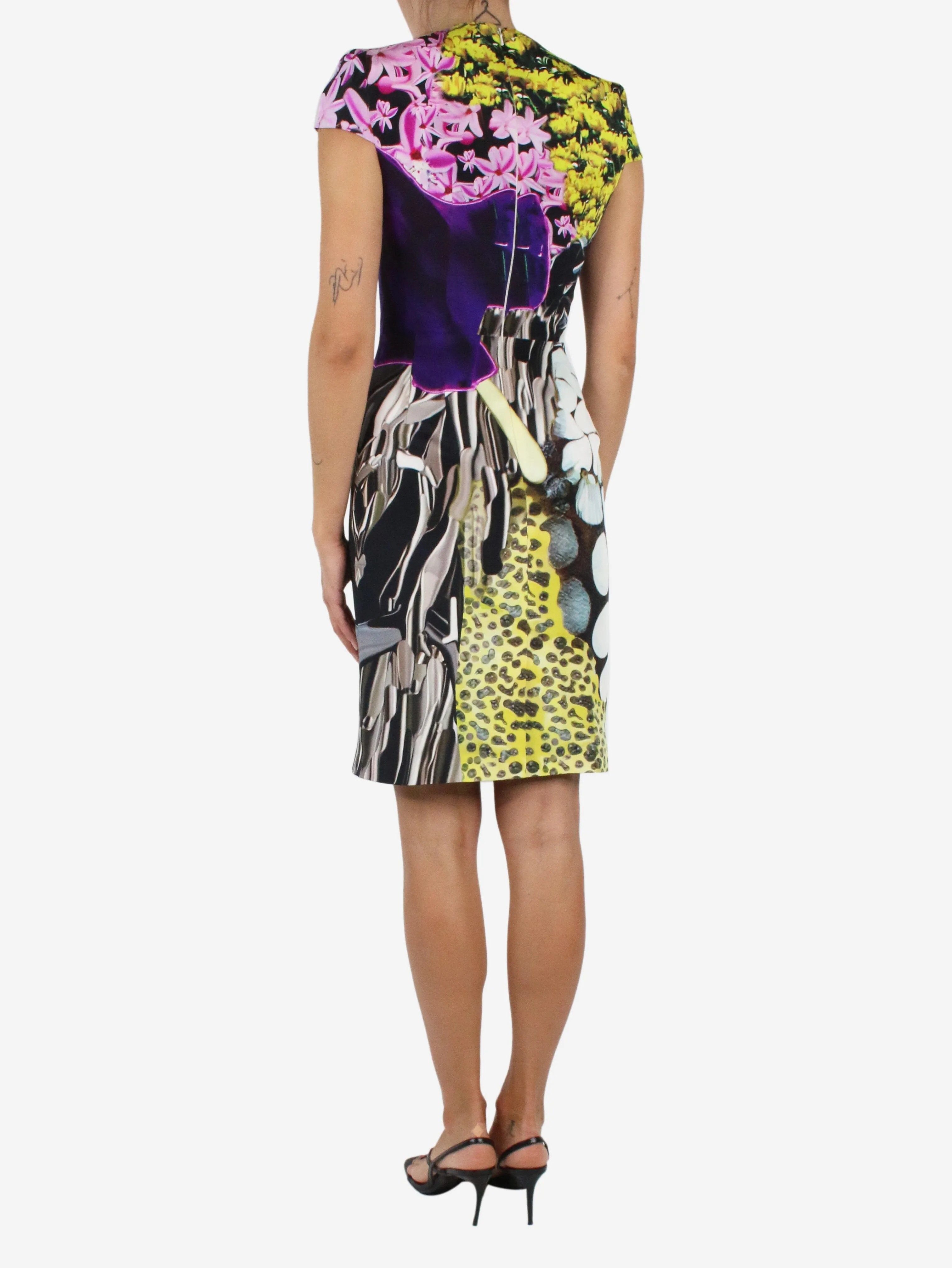 Multicoloured silk floral printed dress - size UK 8