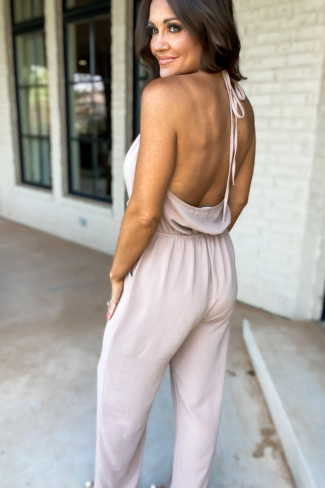 My Only Desire Mocha V-Neck Jumpsuit