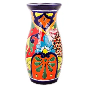 Novica Colorful Curves Ceramic Vase