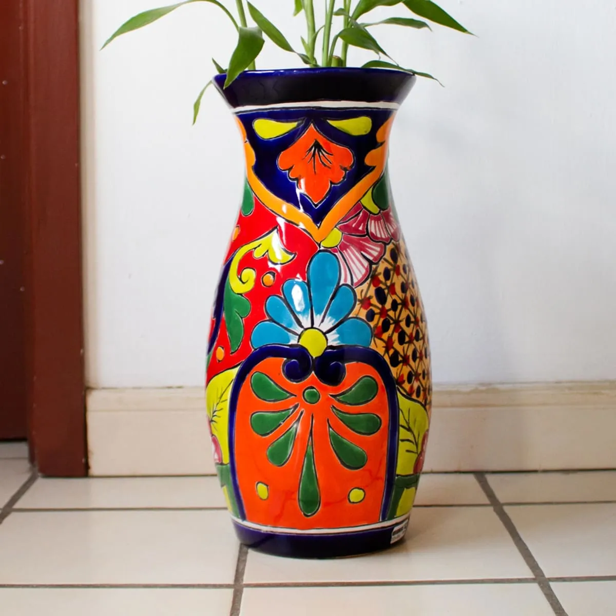 Novica Colorful Curves Ceramic Vase