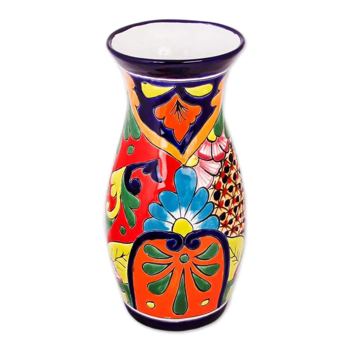 Novica Colorful Curves Ceramic Vase