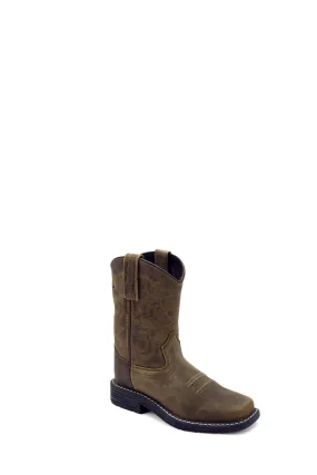 'Old West' Youth 10 Western Square Toe - Brown (Sizes 3.5Y-7Y)