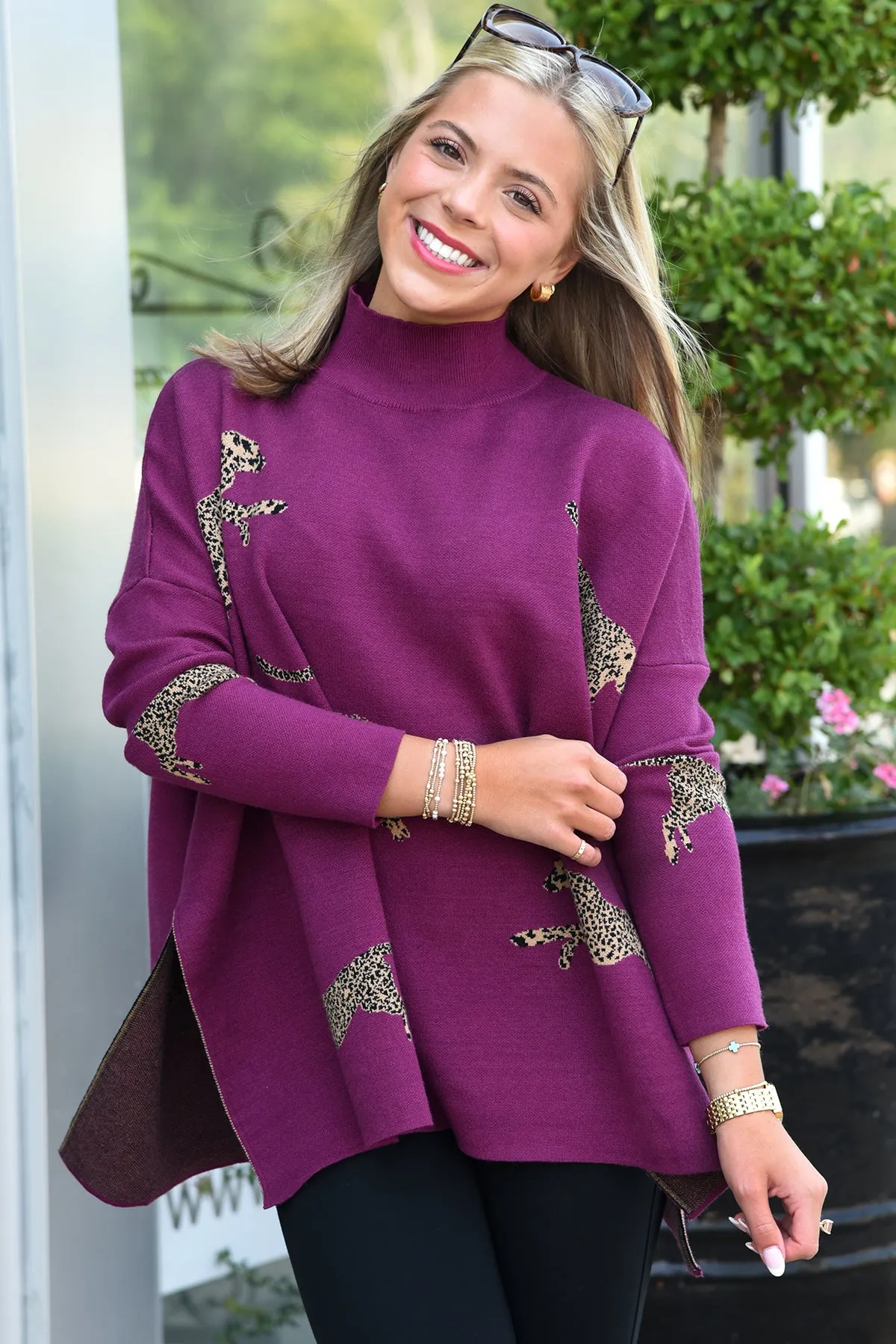 ON THE PROWL SWEATER -PLUM