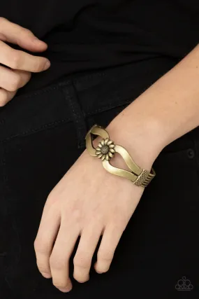 Paparazzi Let A Hundred SUNFLOWERS Bloom - Brass Hinged Style Bracelet