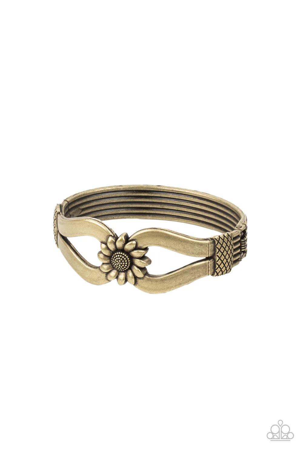 Paparazzi Let A Hundred SUNFLOWERS Bloom - Brass Hinged Style Bracelet