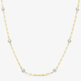 Paperclip 0.75CT 8 Diamonds By The Yard 2 Tone Necklace