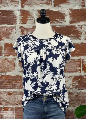 Paradise Top in Navy and White