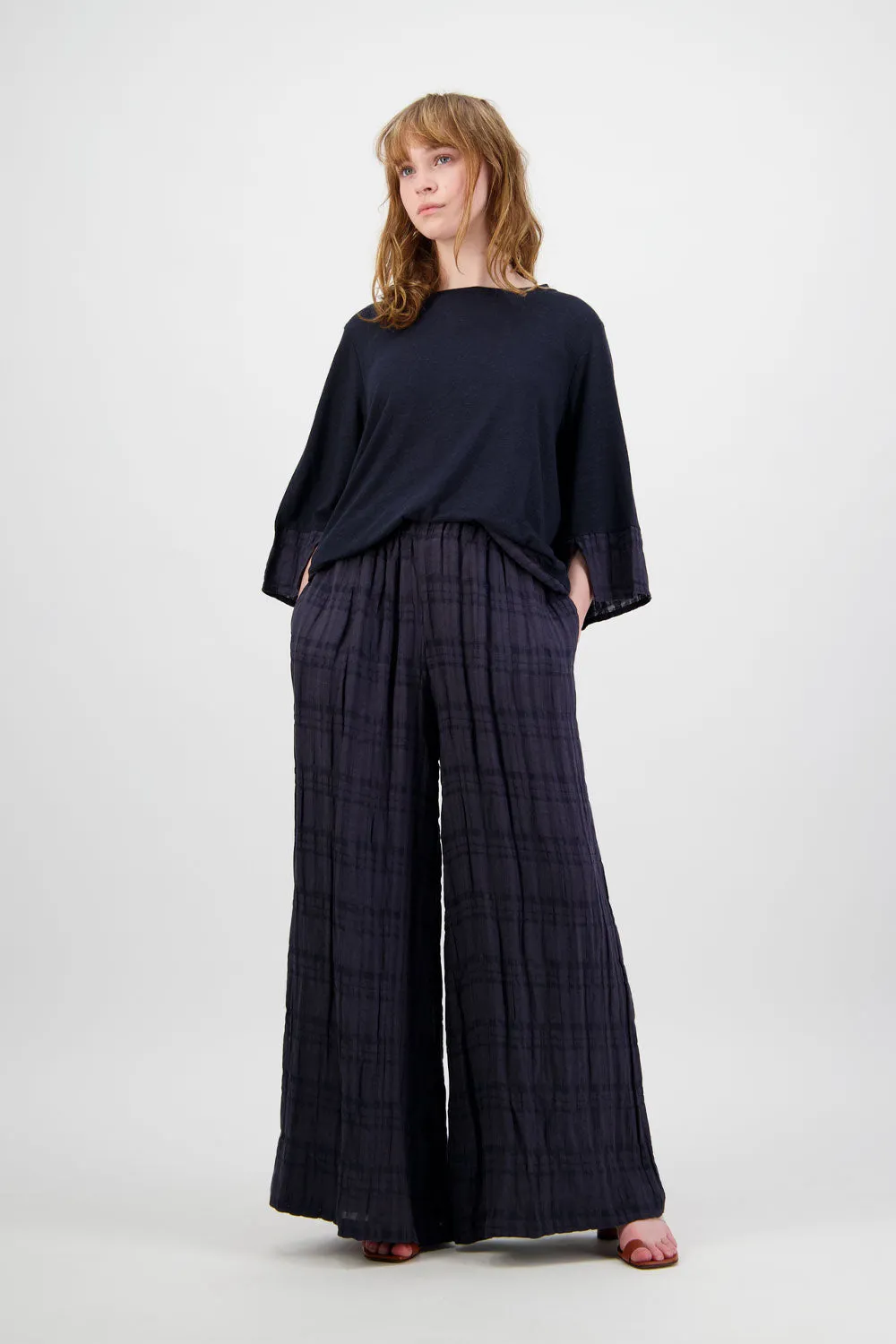 SABATINI CRINKLE LINEN PANT INK