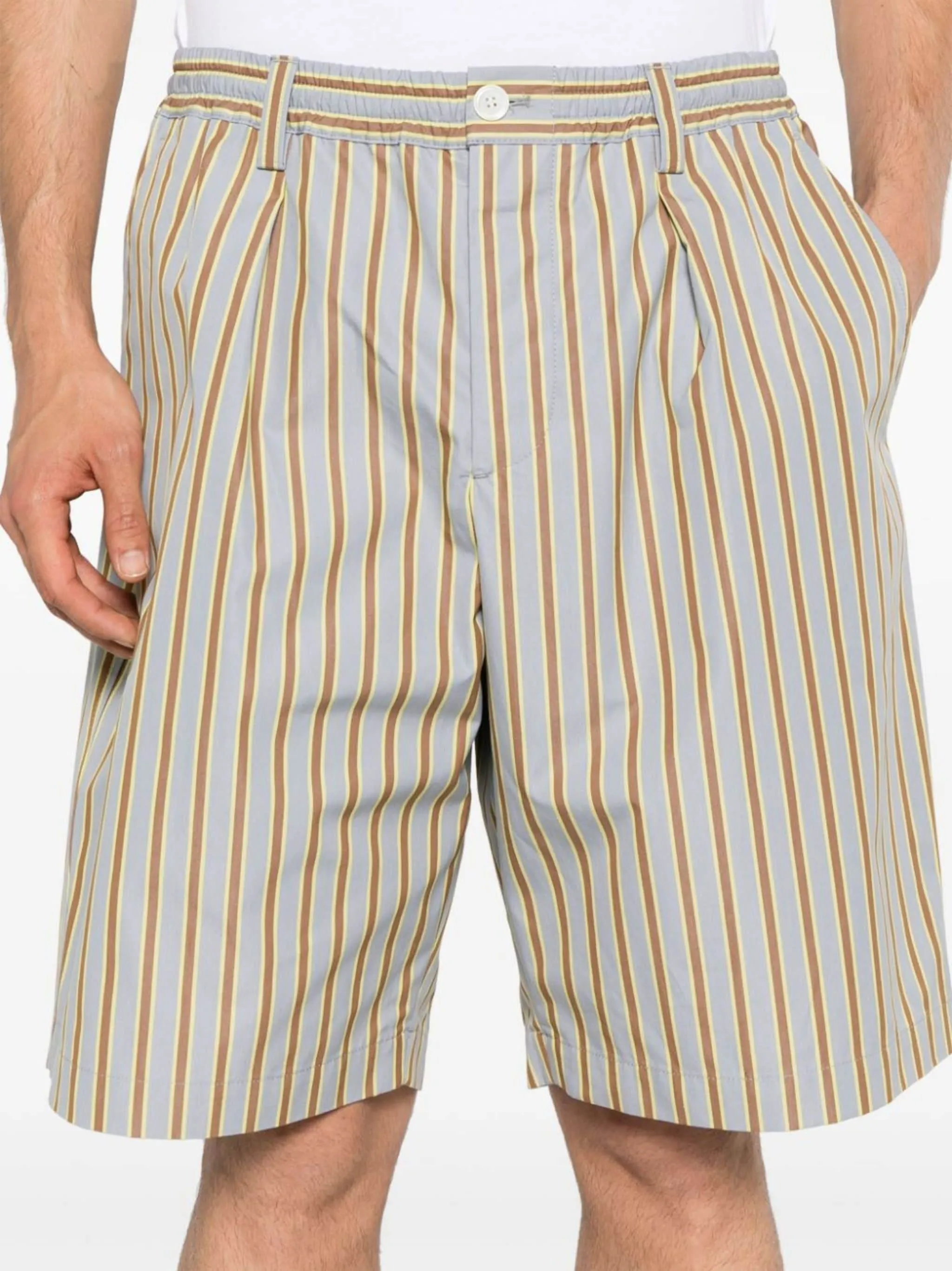 STRIPED COTTON BERMUDA SHORTS