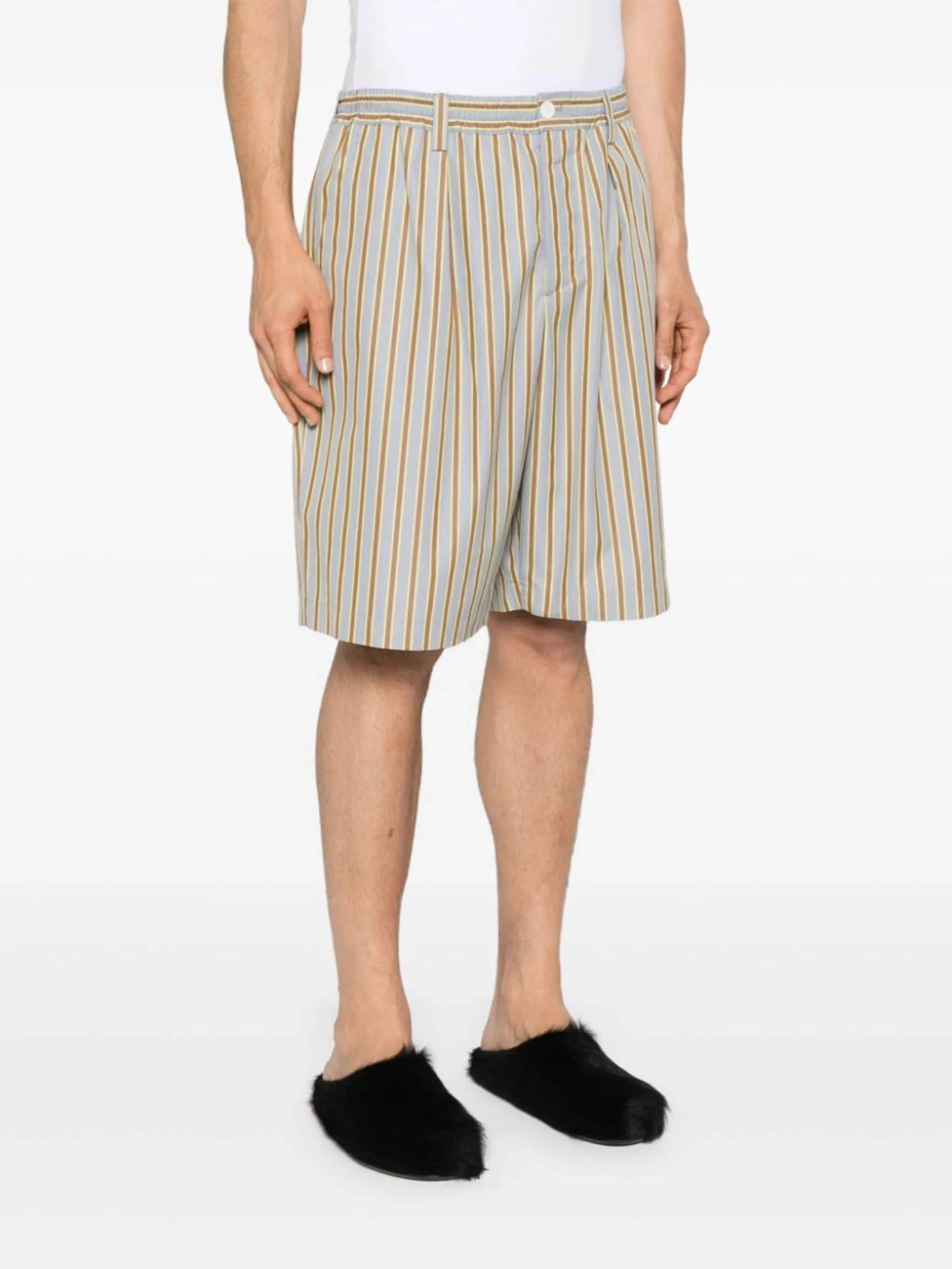 STRIPED COTTON BERMUDA SHORTS