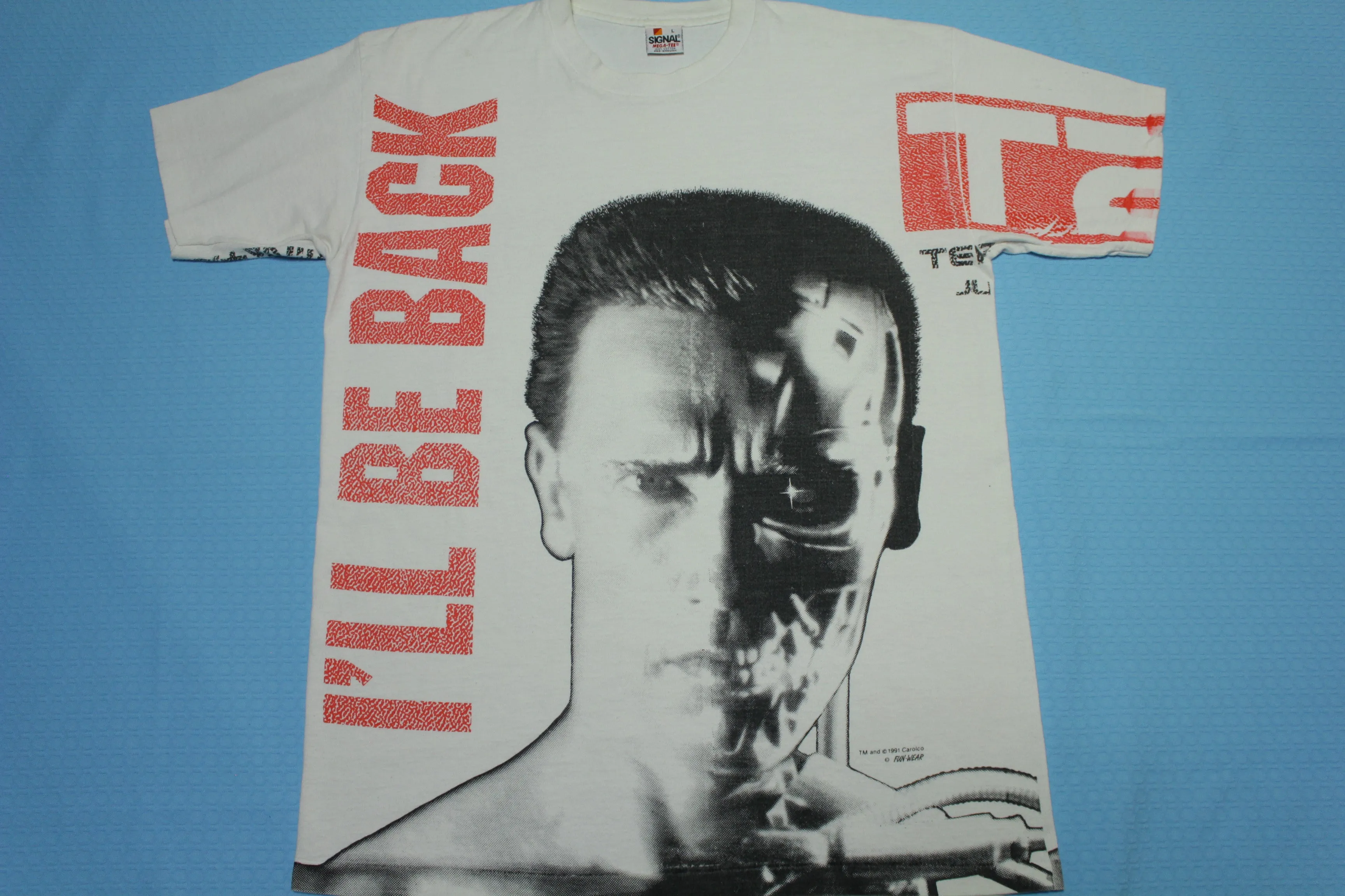 Terminator 2 T2 Vintage 1991 Judgement Day I'll Be Back AOP Carolco Movie Promo T-Shirt