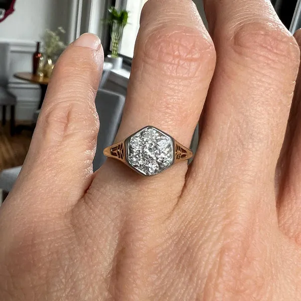 Vintage Hexagonal Diamond Engagement Ring