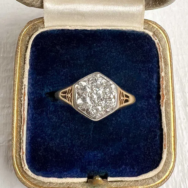 Vintage Hexagonal Diamond Engagement Ring