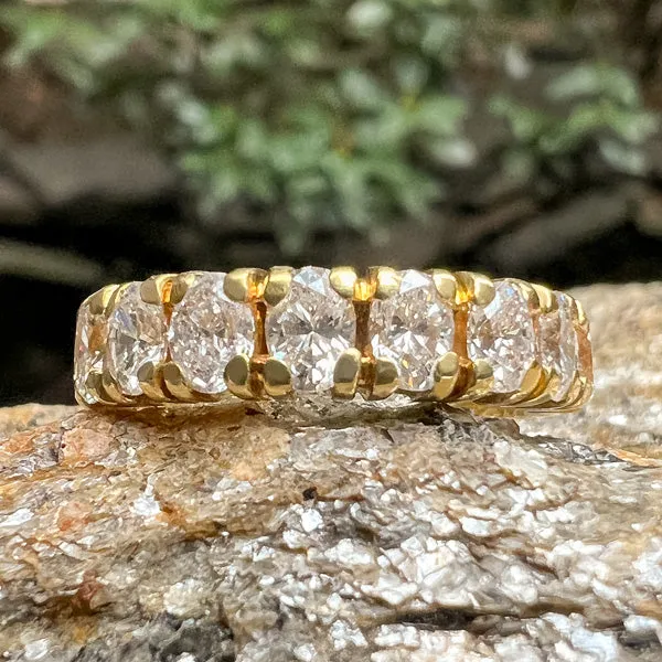 Vintage Oval Diamond Eternity Wedding Band, Size 5