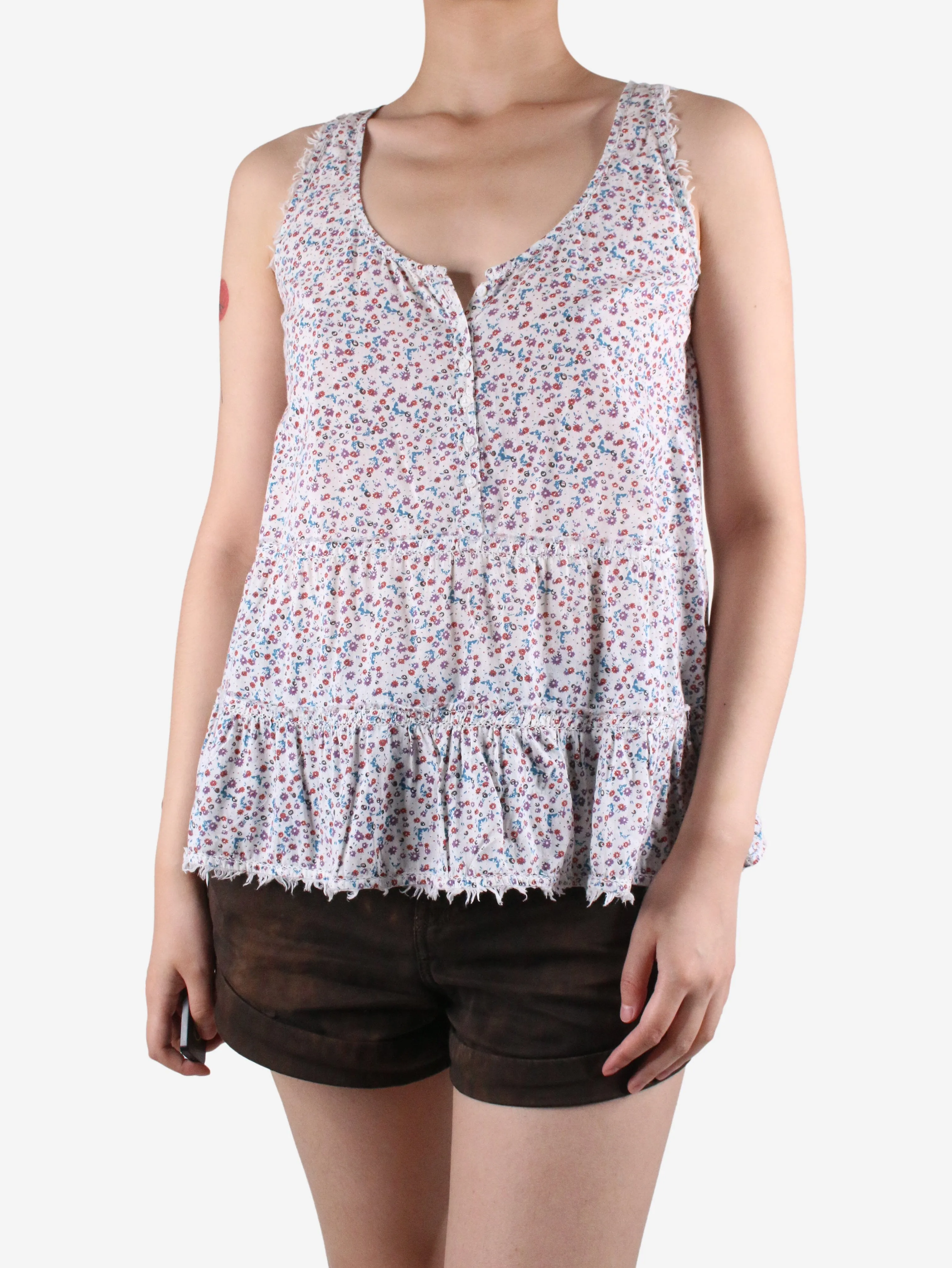 White sleeveless floral print - size S