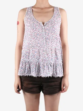 White sleeveless floral print - size S