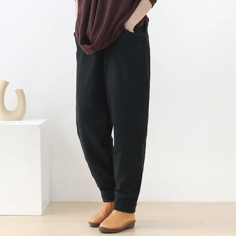 Women Winter Cotton Linen Padding Pants