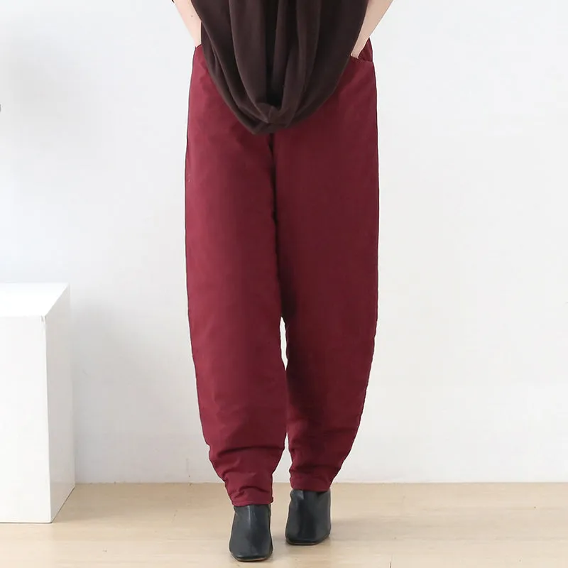 Women Winter Cotton Linen Padding Pants