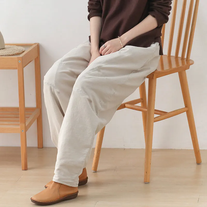 Women Winter Cotton Linen Padding Pants