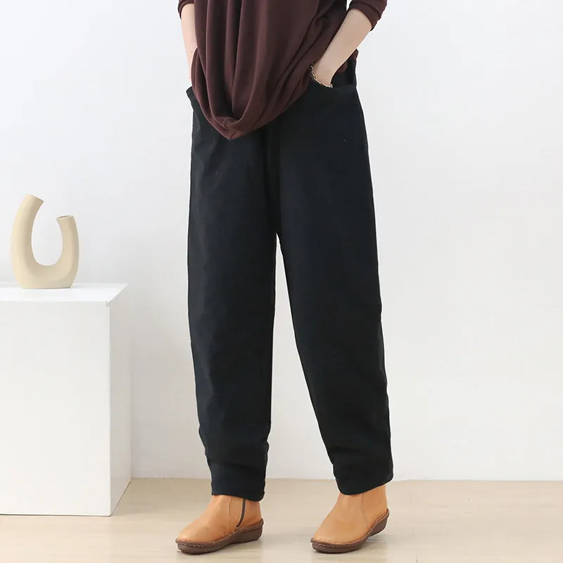 Women Winter Cotton Linen Padding Pants